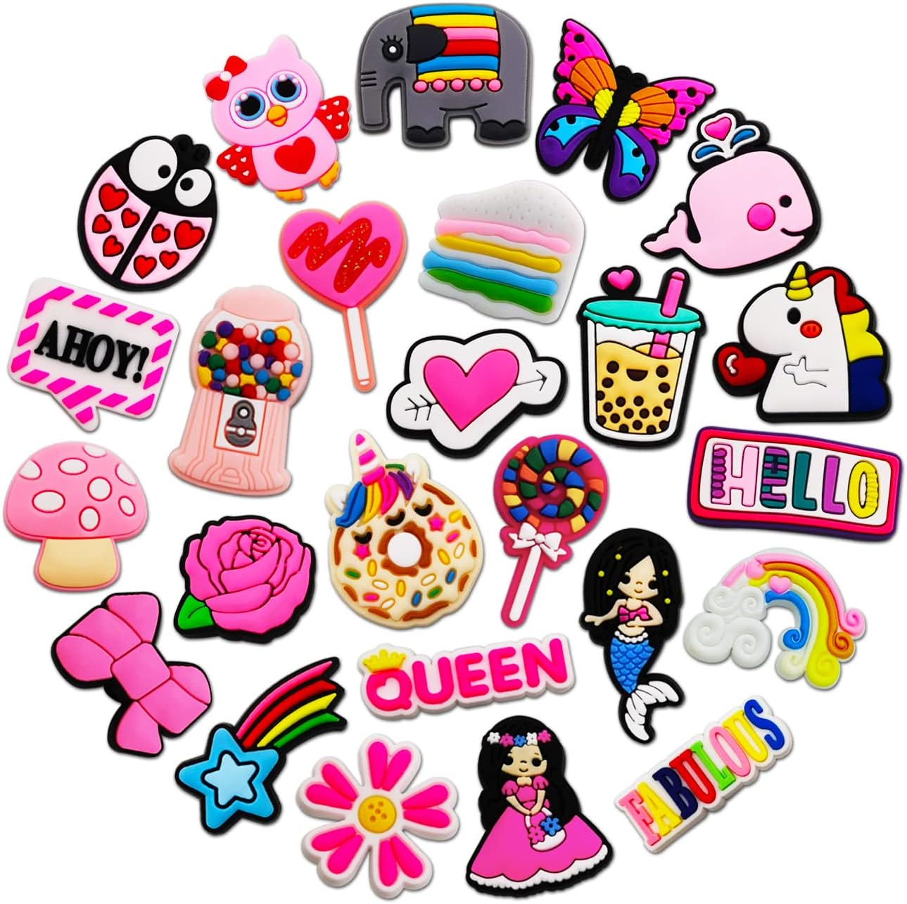 25 | 50PCS Boys Girls Shoe Charms Fits for Croc Clog Sandals, Cute Shoes Decorations Accessories for Boy Girl Adults Women Men
