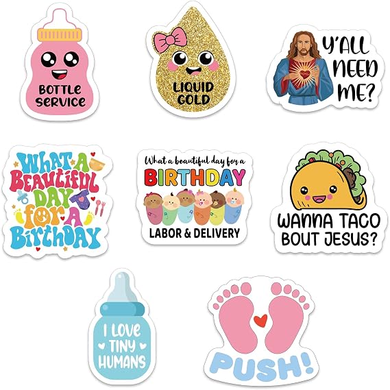 YAZMEEN 80 Pcs Funny Nurse Stickers 2'' Nursing Week Work Accessories Decals for OB RN Labor and Delivery Nursing Doctor Medical Staff Appreciation Gifts Stickers for Laptop Water Bottle Luggage