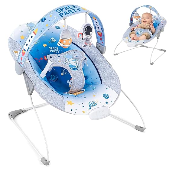 AskCat Baby Bouncer Seat & Rocker with Music for Infant 0-6 Months, Blue