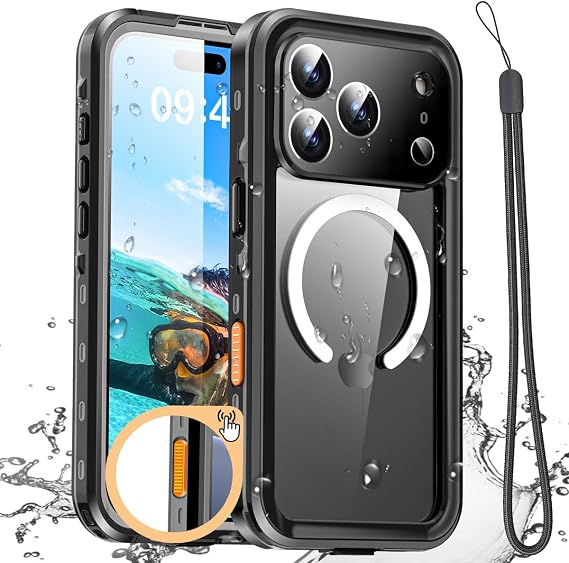 AICase iPhone 17 Pro Waterproof Clear Case with MagSafe, Water Resistant/Snowproof/Dustproof/Anti-Shock, IP68 Certified, 360 Full Protection