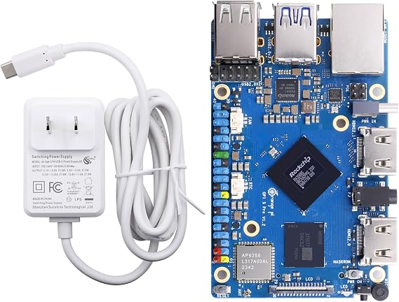 Orange Pi 5 Pro 4GB/8GB/16GB LPDDR5 Rockchip RK3588S 8-Core 64-Bit Single Board Computer with eMMC Socket, WiFi 5/Bluetooth 5.0, Development Board Run Ubuntu/Debian/Android (8GB+Power Supply)