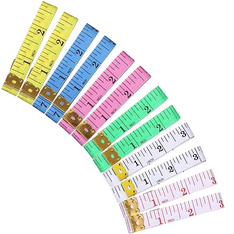 Measuring Tape,Tape Measure for Body 6 Colour Double Scale Measurement Tape for Sewing,Weight Loss Medical Body Measurement Sewing,Tailor 60 Inch/ 150 cm 12 Pack