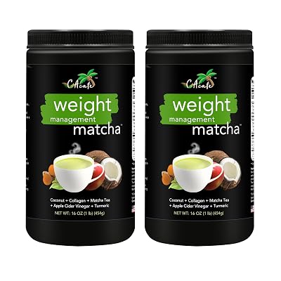 CAcafe Apple Cider Vinegar Turmeric Matcha Tea | 9g Protein | Ultimate Superfoods Blend of ACV, Turmeric, Collagen, Coconut, and Japanese Matcha Tea | Hot or Cold Instant Mix | Non-GMO 2-Pack