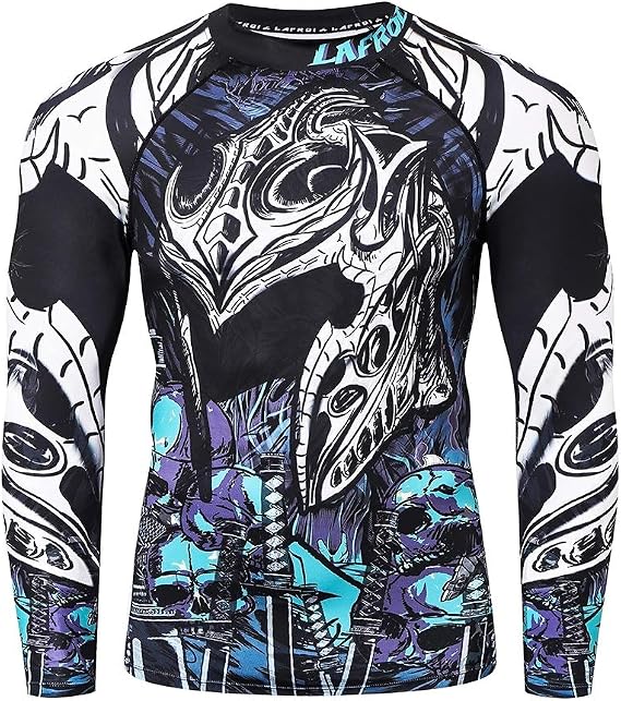 LAFROI Men's Long Sleeve UPF 50+ Baselayer Performance Compression Shirt Rash Guard-CLY08C | Quick Dry, Baselayer, Fit, Sun Protection, for Swim, Water Sports, Combat, Outdoor Sports, CLY08C