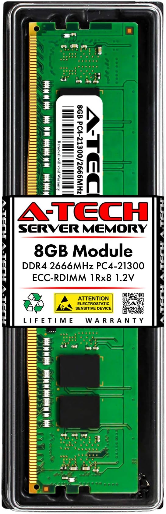 A-Tech 8GB RAM Replacement for Micron MTA9ASF1G72PZ-2G6 | DDR4 2666MHz PC4-21300 1Rx8 1.2V ECC RDIMM Registered 288-Pin DIMM Memory Module