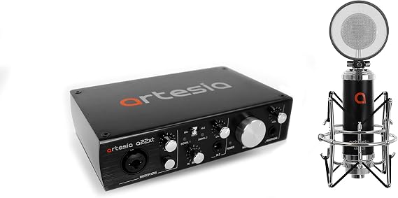 Artesia BE-REC+ Recording Bundle w/ A22XT USB 2.0 Audio Interface and AMC 20 Condenser Microphone with Pop Filter, XLR Cable