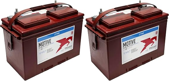Trojan Battery 27TMX - 12V Flooded Lead Acid Battery, 105 Ah - Ideal for RVs, Marine, and Floor Cleaning Machines | Set of 2