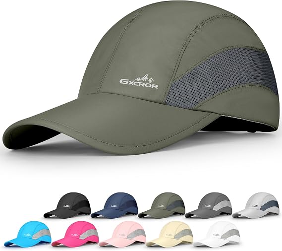 GXCROR Running Hat for Men Women Quick-Dry Baseball Cap UPF50+ with Breathable Mesh, Adjustable Hook & Loop for Outdoor