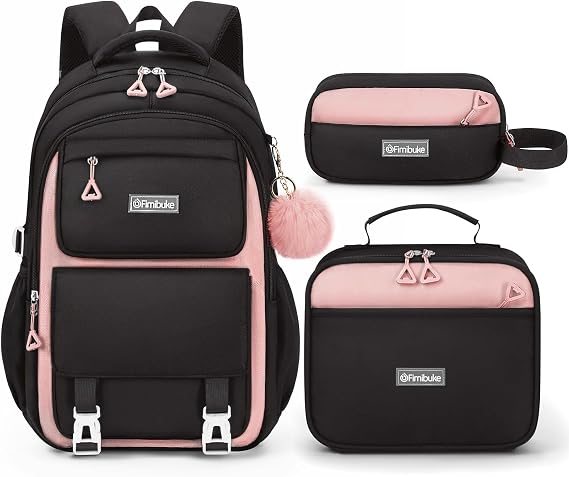 Fimibuke Waterproof Backpacks for School Girls with Lunch Box & Pencil Case