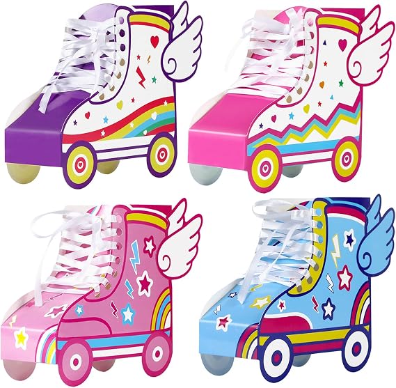 ZOIIWA 12Pcs Roller Skating Party Favor Boxes Roller Skate Party Decoration