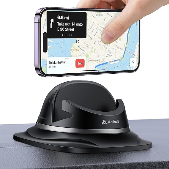 andobil 2026 Upgraded Car Phone Holder Mount, Ultra Stable & Silicone Phone Holders for Your Car 360 Rotatable Dashboard Cell Phone Holder Mount for iPhone 17 Pro Max/16/15/14/13/12/ Samsung