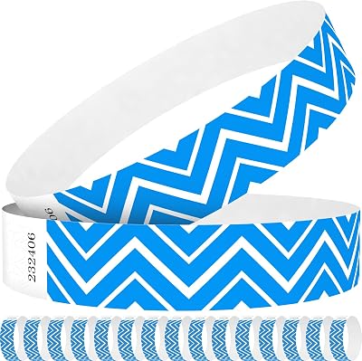 Neon Wave Blue Paper Wristbands for Events, 600 Count 34 Paper Bracelets for Event Entry, Festivals, Parties, Clubs Neon Wave Blue, 600