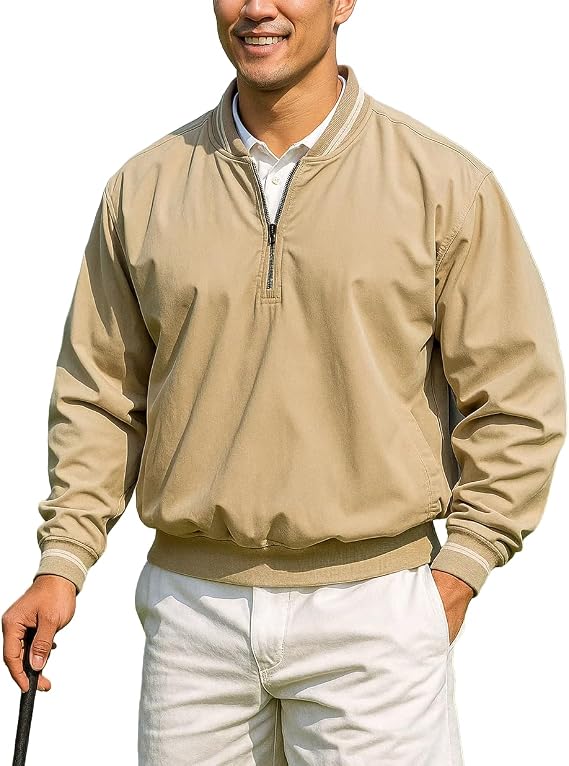 Akwa Mens 1/4 Zip Golf Windshirt Long Sleeve Lightweight Waterproof Windbreaker Pullover Wind Shirt for Men Outerwear Jacket