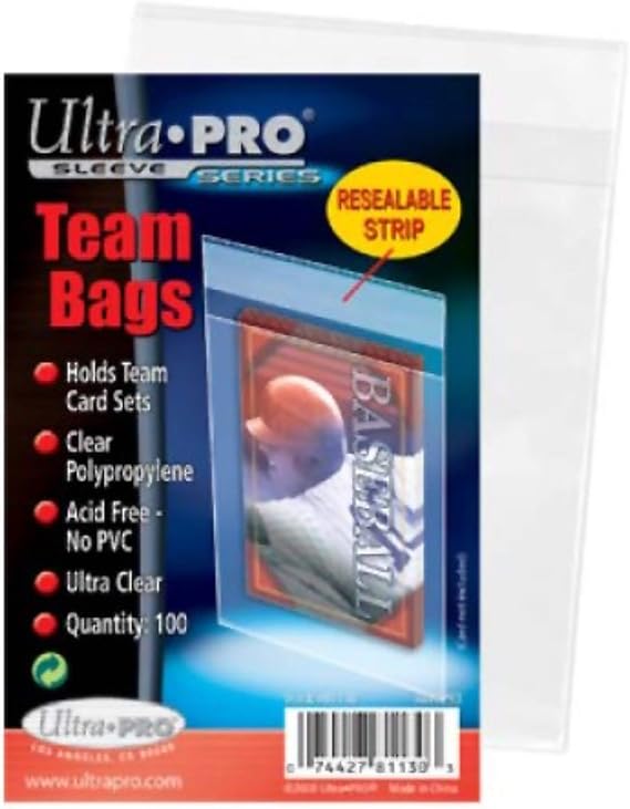 Ultra Pro Resealable Team Bags for Trading Cards, 100 Pack