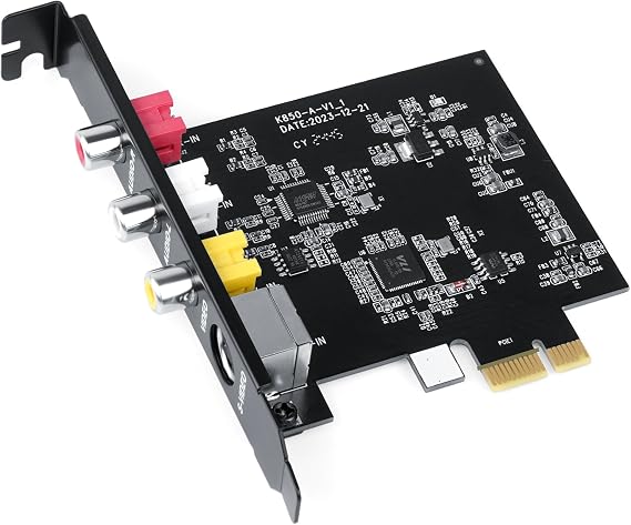 PCIE Video Capture Card, Ultra-Low Latency Pass-Through Capture Board for Retro Gaming & Legacy AV Devices, Compatible with Windows 8/10/11 & Linux