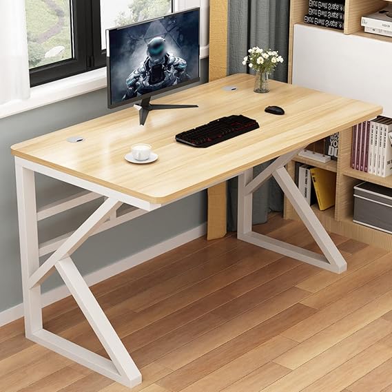 Large Office Desk Modern Simple Style Computer Desk, Metal Frame Writing & Study Workstation for Home Office