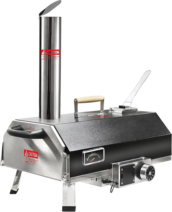 Black 12 Wood Fired Outdoor Pizza Oven Portable Hard Wood Pellet Pizza Oven Ideal for Any Outdoor Kitchen Outdoor Cooking Pizza Maker Backyard Pizza Ovens Countertop Pizza Oven