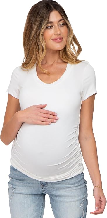 PinkBlush Basic Short Sleeve Maternity Fitted Top