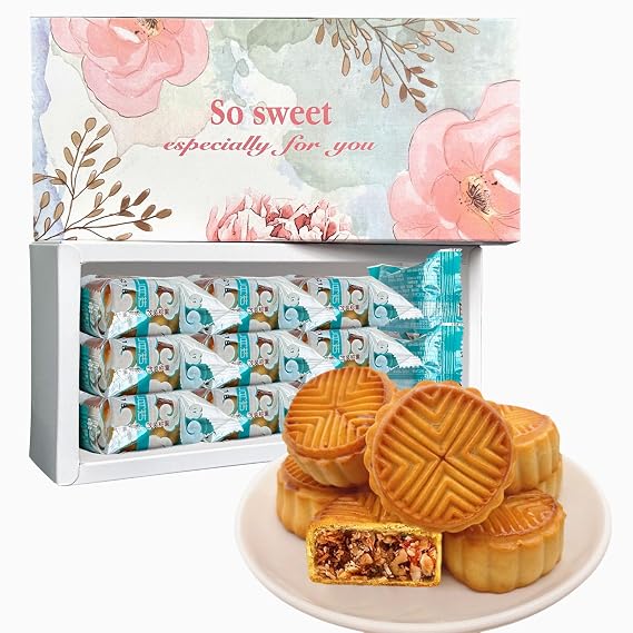 KWOLYKIM Mooncake Classics Cantonese Mini-Mooncakes Five-Kernel Flavor Mid-Autumn Festival Moon Cakes Chinese Dessert Asian Pastries 11pcs (14.74oz)