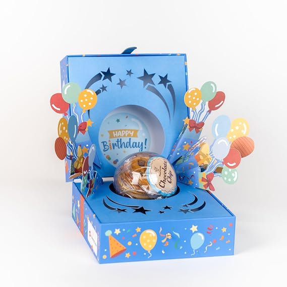 Happy Birthday Bloom Box by Send A Cake with 4 Individually Wrapped Gourmet Cookies (Lemon, Peanut Butter, Chocolate Chip, Oatmeal) Ready to Gift, No Assembly Needed Unique Birthday Gift for Women, Men, Adults & Kids