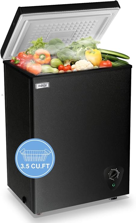 Chest Freezer 3.5 Cubic Feet Small deep Freezer for Home Kitchen, Black