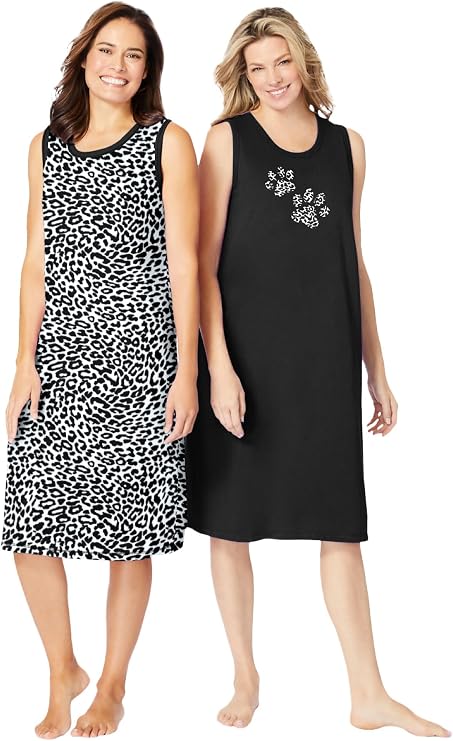 Dreams & Co. Plus Size 2-Pack Sleeveless Sleepshirt