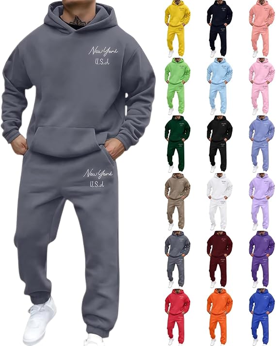 Mens Sweatsuit 2 Piece Set Hoodies And Sweatpants Sets Casual Jogging Gym Sweat Suits Athletic Tracksuit Outfits