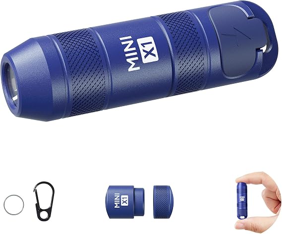Mini Keychain Flashlight, Rechargeable LED Keyring Light,100 lm, Blue