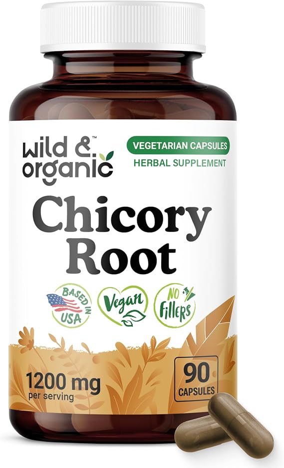 Wild & Organic Chicory Root Capsules - Digestive & Gut Support - 90 Count