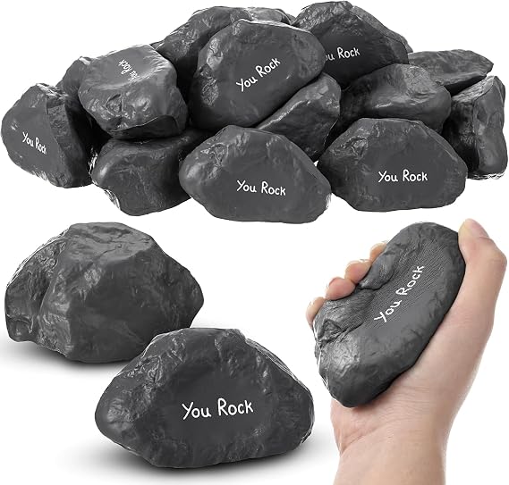 Gemscream Funny Inspirational Stress Balls for Adults Motivational Stress Reliever Squeezable Mini Foam Balls Appreciation Gifts for Employee Coworker Staff Teacher Nurse (20 Pcs,Stone)