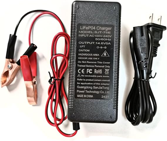 14.6V 5A LiFePO4 Battery Charger for 12V LiFePO4 12AH-60AH Battery, 2-Stage Smart with LED Indicator Special for LiFePO4 Rechargeable Lithium Iron Phosphate Battery Charger