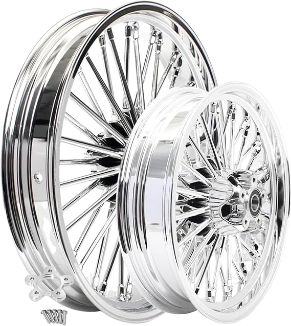 TOFR 21x3.5 16x3.5 Chrome Fat Spoke Wheels For Harley Softail Models 00-07