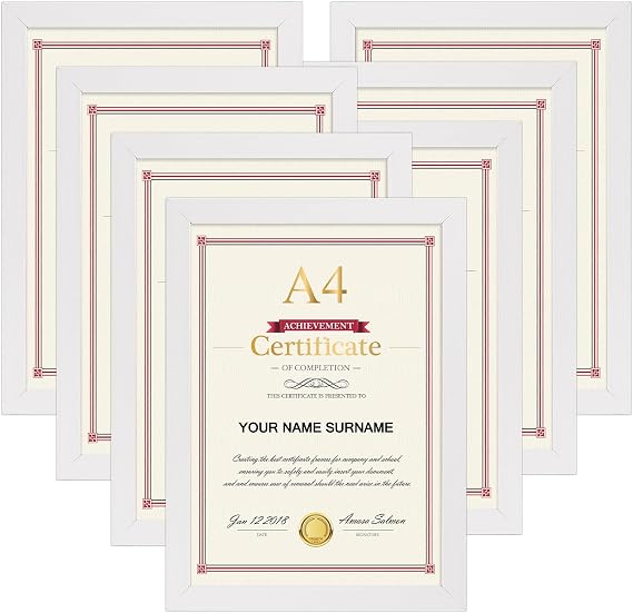 Giftgarden White A4 Picture Frame A4 Photo Frames for Desk or Wall Display of Documents, Certificates, Posters, and Art, Pack of 7