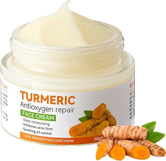 Turmeric Face Cream, Anti Ageing Face Cream for Radiant & Glowing Skin, Brightening Moisturiser Cream, Reduce Dark Spots & Hyperpigmentation, Natural Turmeric Facial Skin Care
