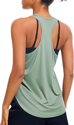 JOYSPELS Ice Silk Workout Tank Tops for Women Quick Dry Sleeveless Loose Fit Racerback Athletic Running Shirts