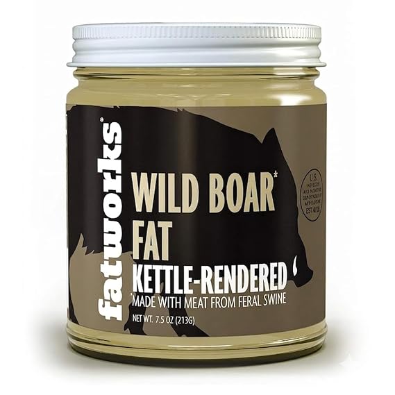 Fatworks, Premium Wild Boar Lard, Rich Flavor, Gourmet and Delicious, WHOLE30 APPROVED, KETO, PALEO 7.5 oz.