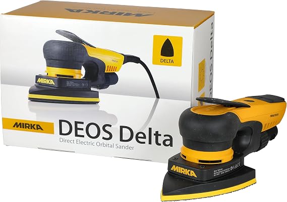 Mirka DEOS Delta 663XCV Orbital Sander 4"x6"x6" Triangle Detail Sander, Dust-Free Corner Sander for Woodworking, Drywall, Furniture & Painting