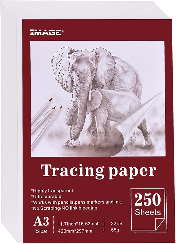 Vellum Paper, IMAGE A3 size16.53*11.7 Inches 250 Sheets Translucent Vellum Paper, Tracing Paper for Sketching, Drawing and Animation