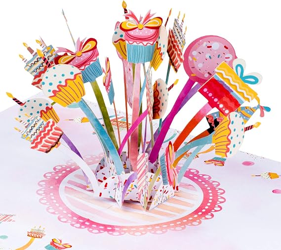Paper Love Party Explosion Pop Up Birthday Card, 3D Popup Greeting Cards For Birthday, Celebration, Party, Baby Shower, Its a Girl, All Occasion | 5" x 7"