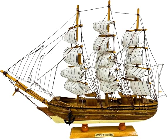 Confection Model Ship 1c - Handcrafted Wooden Model Ship with Display Stand - Ideal For Collectors