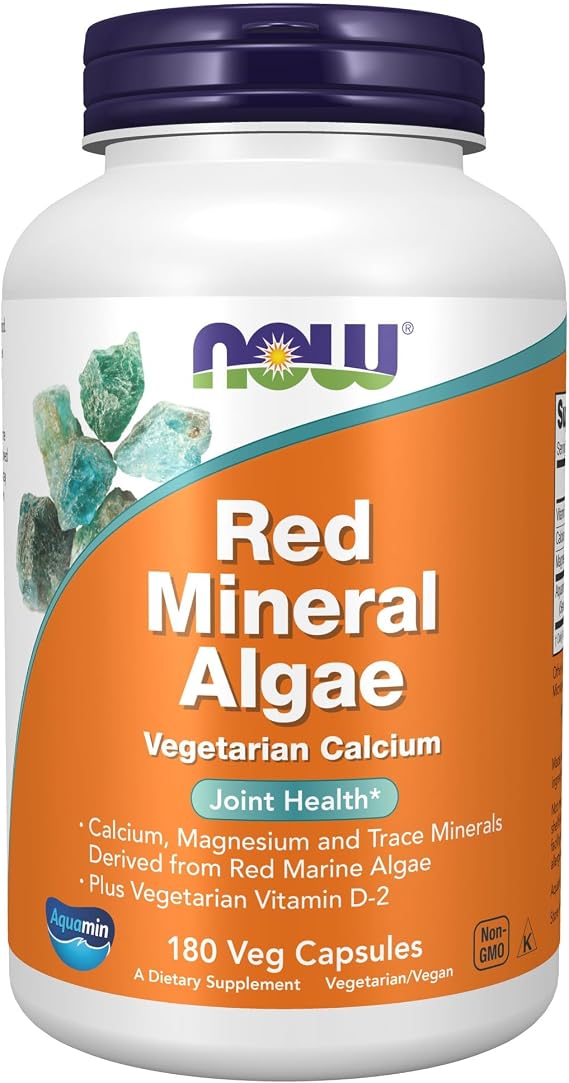NOW Supplements, Red Mineral Algae Plus Vitamin D-2, 180 Veg Caps
