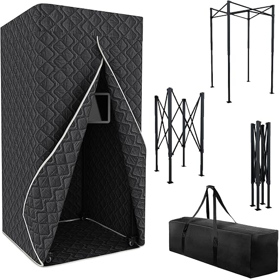Portable Foldable Recording Vocal Booth Studio Equipment for Crisp Dry Echo Free Vocals at Home & On the Road - Easy to Assemble & Travel Bag Included (Plus, Black)
