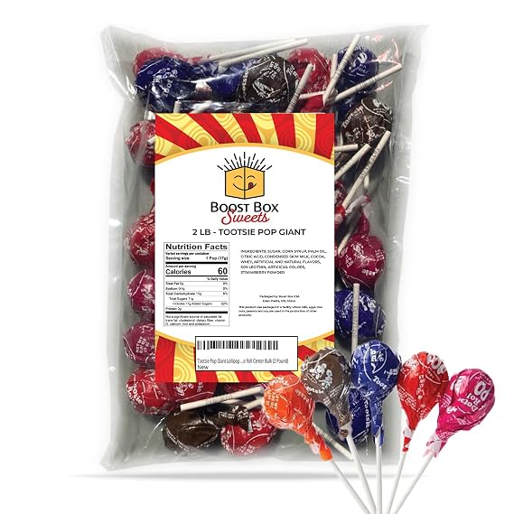 Tootsie Pop Giant Lollipop 5-Flavors Hard Candy Outside with Chewy Tootsie Roll Center Bulk (2 Pound)