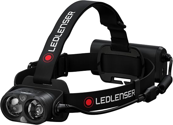 Ledlenser H19R Core Headlamp - Black, 3500 Lumen, 300 m Beam, IP68 - Fusion Beam Flood & Spot Flashlight - Red Mode for Camping Light - Hardhat Headlamp & Emergency Light