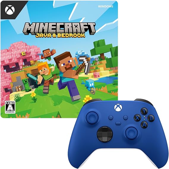 Windows版 Minecraft マインクラフト Java & Bedrock Edition オンラインコード版 ＋ Xbox ワイヤレス コントローラー セット（ショック ブルー）