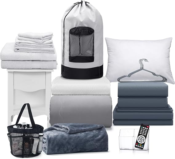 29 Pcs College Dorm Essentials Twin XL Bedding Set for Guys, Grey