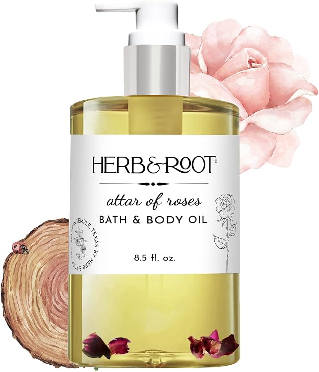 Rose & Sandalwood Magic Body Oil: Multi-Use Bath & Shower Oil for Women, Moisturizer for Dry Skin with Almond & Grapeseed, oz Scented Body Oil for Skin Care