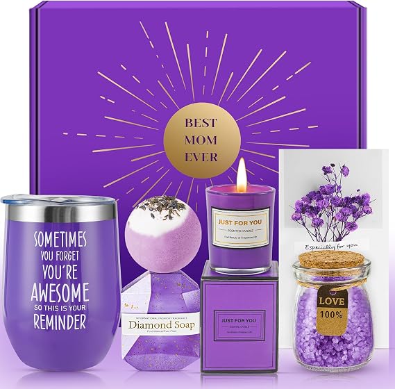 Purple Lavender Gift Basket for Mom | Best Mom Ever Box, Luxury Relaxing Spa, Self Care Gifts, Mothers Day, Christmas, Birthday