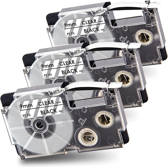 Pristar Compatible for Casio XR-9X XR-9X2S XR9X XR9X2S Clear Label Tape