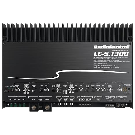 AudioControl LC-5.1300 High-Power 3/5-Channel 1300W Class D Car Audio Amplifier with AccuBASS, High Fidelity, Line-Level RCA & Speaker Level Inputs, High/Low/Band Pass Crossovers, Subsonic Filter